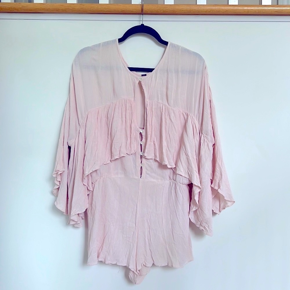 Woodstock romper, pale rose hippy romper